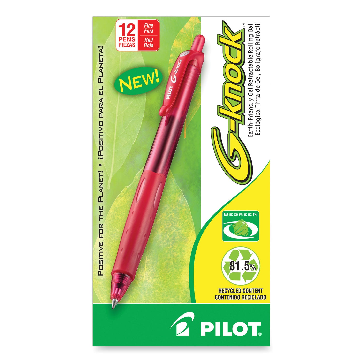 Pilot Retractable Gel Ink Pens - 0.7 mm Fine Pen Point - Refillable - Retractable - Red Ink - Gel-based - Red Barrel - 1 Dozen