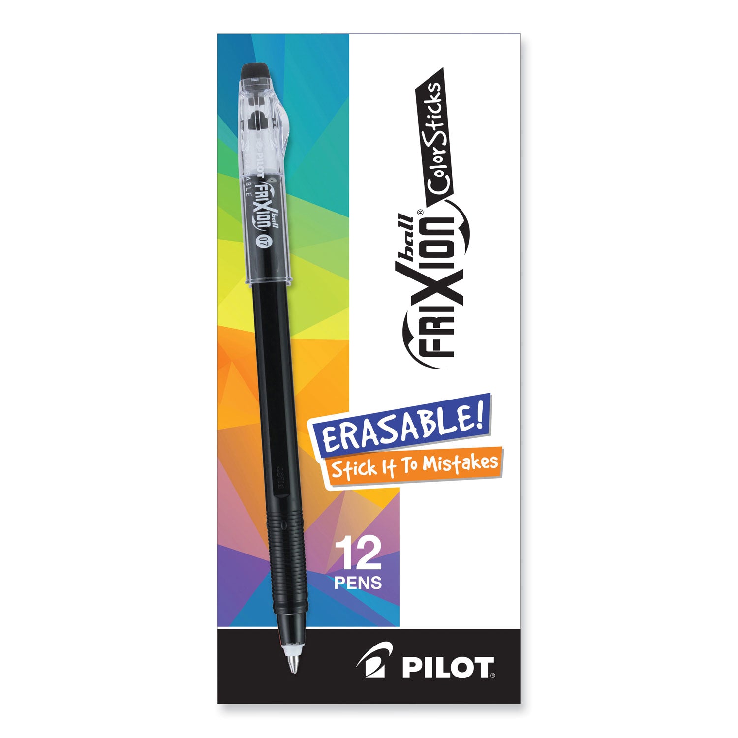 Pilot FriXion Ball Clicker Erasable Gel Ink Pens, Fine Point, Black Ink, 1 Dozen