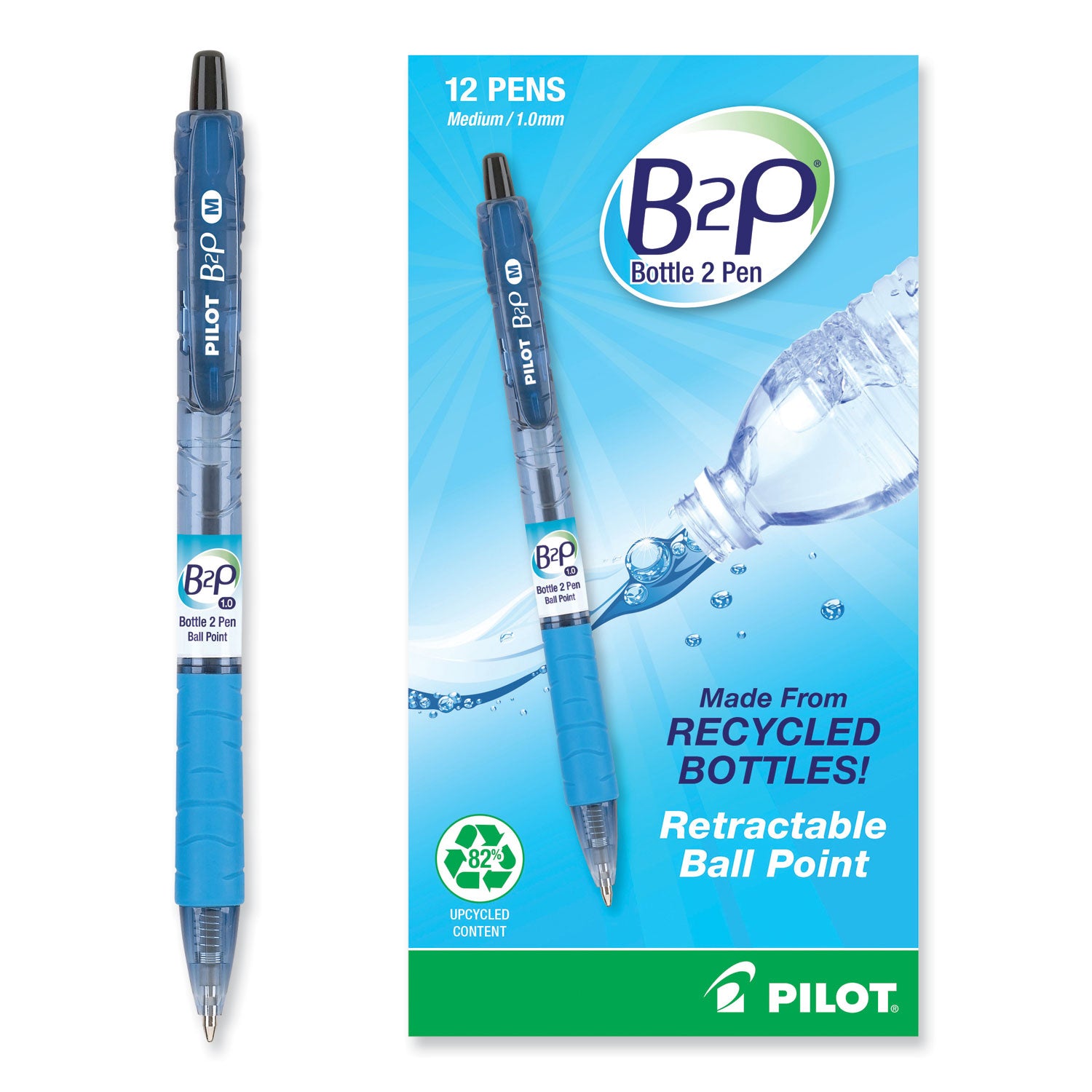 Pilot Med-Point Ballpoint Pens - 1 mm Medium Pen Point - Refillable - Retractable - Black Ink - Gel-based - Plastic Barrel - 1 Dozen