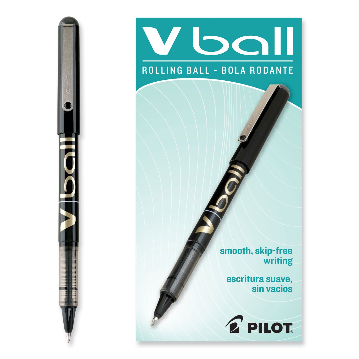 Pilot Vball Liquid Ink Pens - 0.7 mm Fine Pen Point - Black Ink - Black Barrel - 1 Dozen