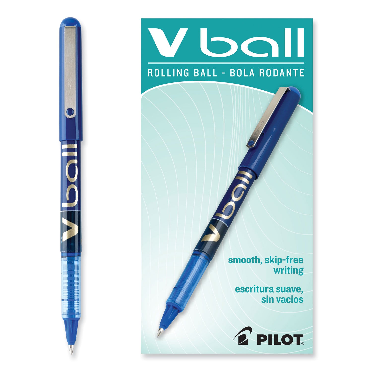 Pilot Vball Liquid Ink Pens - 0.7 mm Fine Pen Point - Blue Ink - Blue Barrel - 1 Dozen