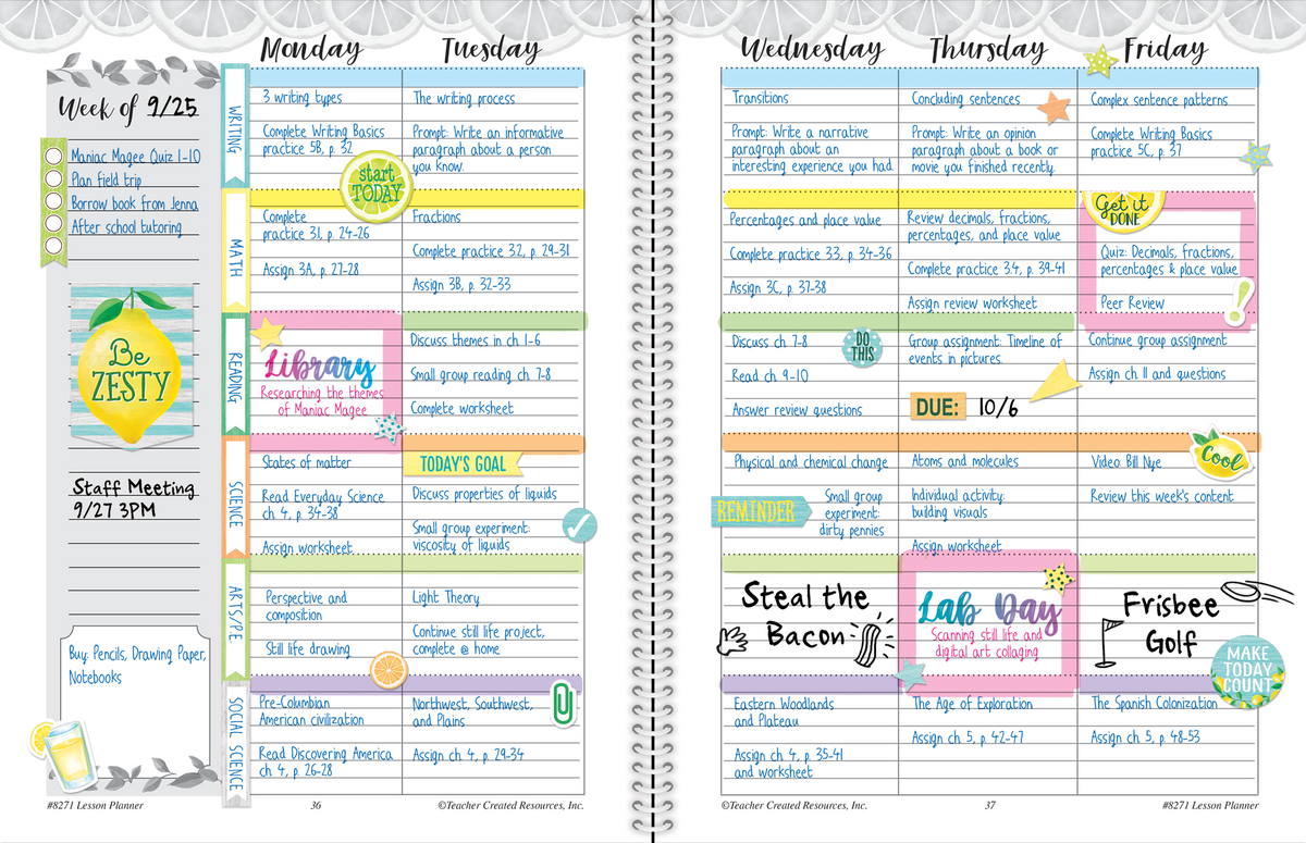 Lemon Zest Lesson Planner