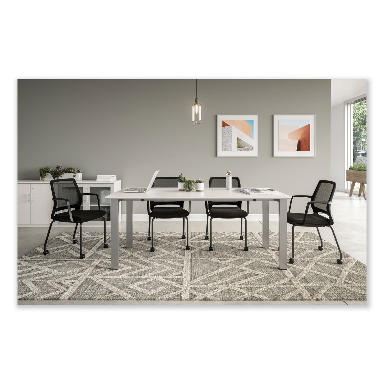 16" Height x 18" Width Chair Back, 18" Height x 18" Width x 18" Depth Chair Seat, 33.5" Height x 23.5" Width x 23.5" Depth Chair - Finish: Black - 1 Carton