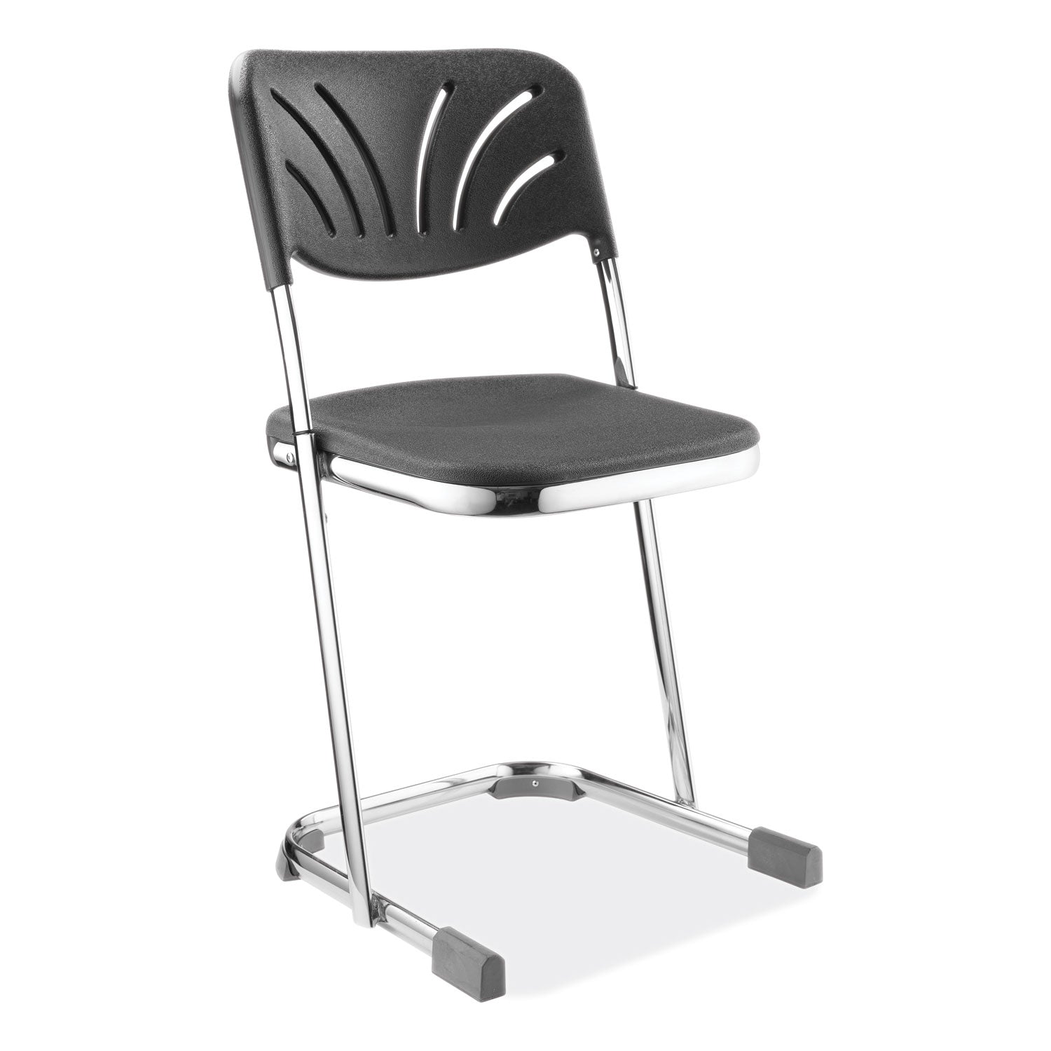 NPS® 18" Elephant Z-Stool with Backrest, Surface Color: Black, Frame Color: Chrome