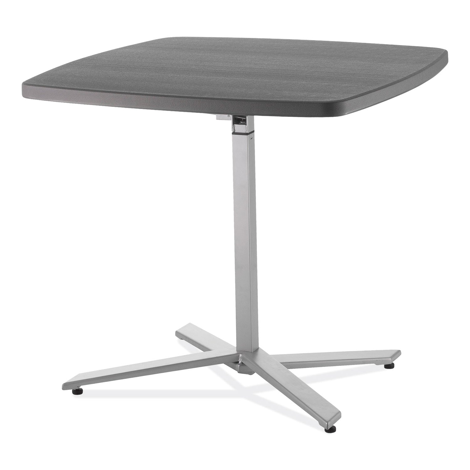 NPS® Café Time Adjustable-Height Table, Surface Color: Charcoal Slate, Frame Color: Silver
