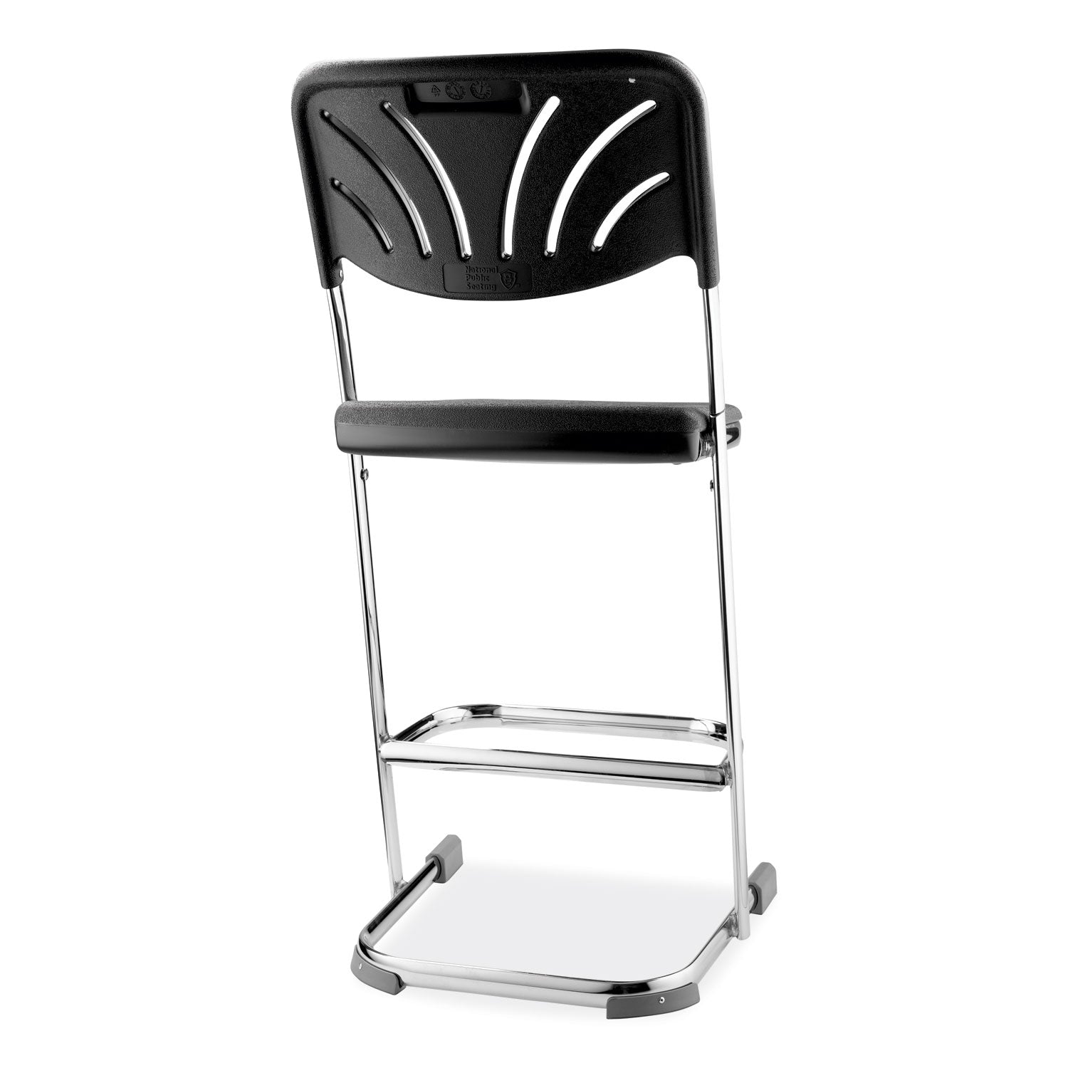 NPS® 24" Elephant Z-Stool with Backrest, Surface Color: Black, Frame Color: Chrome