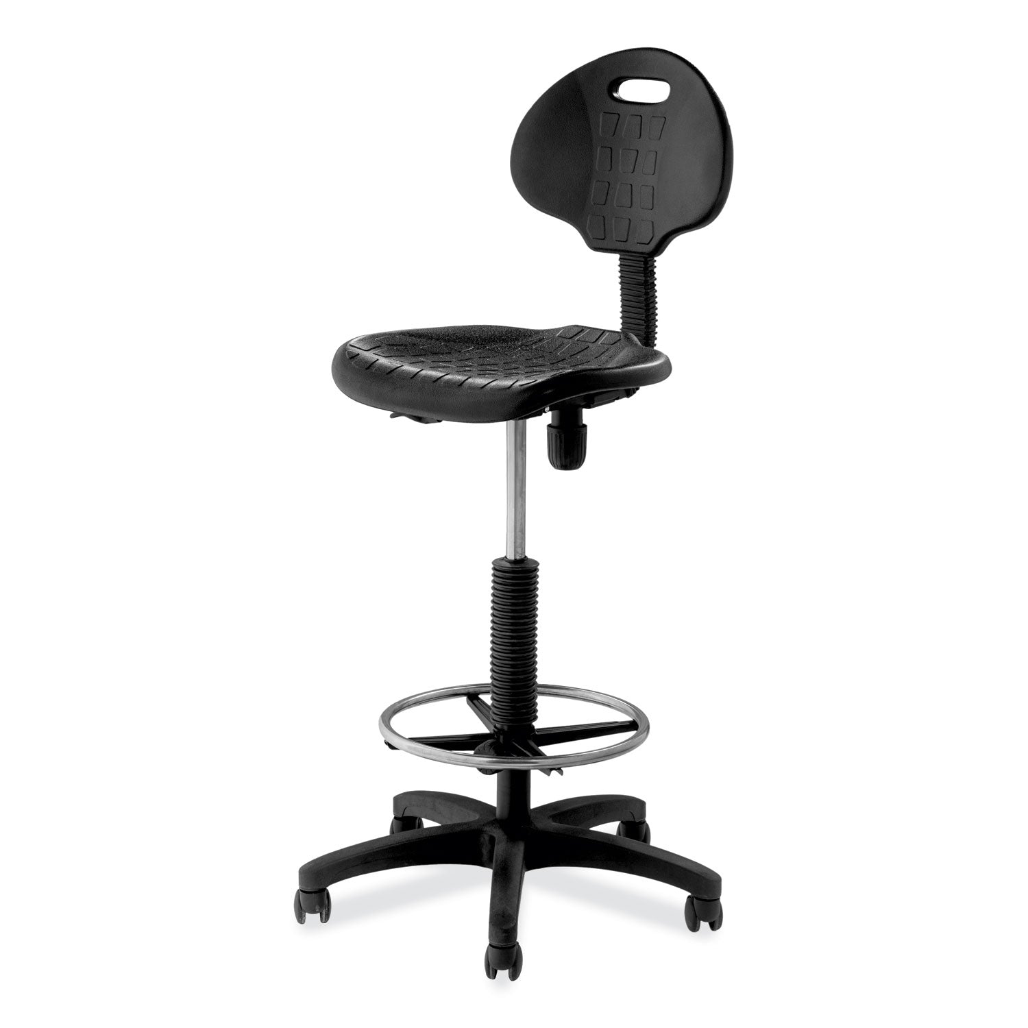 NPS® Polyurethane Task Stool, 22"-32" Height, Surface Color: Black, Frame Color: Black