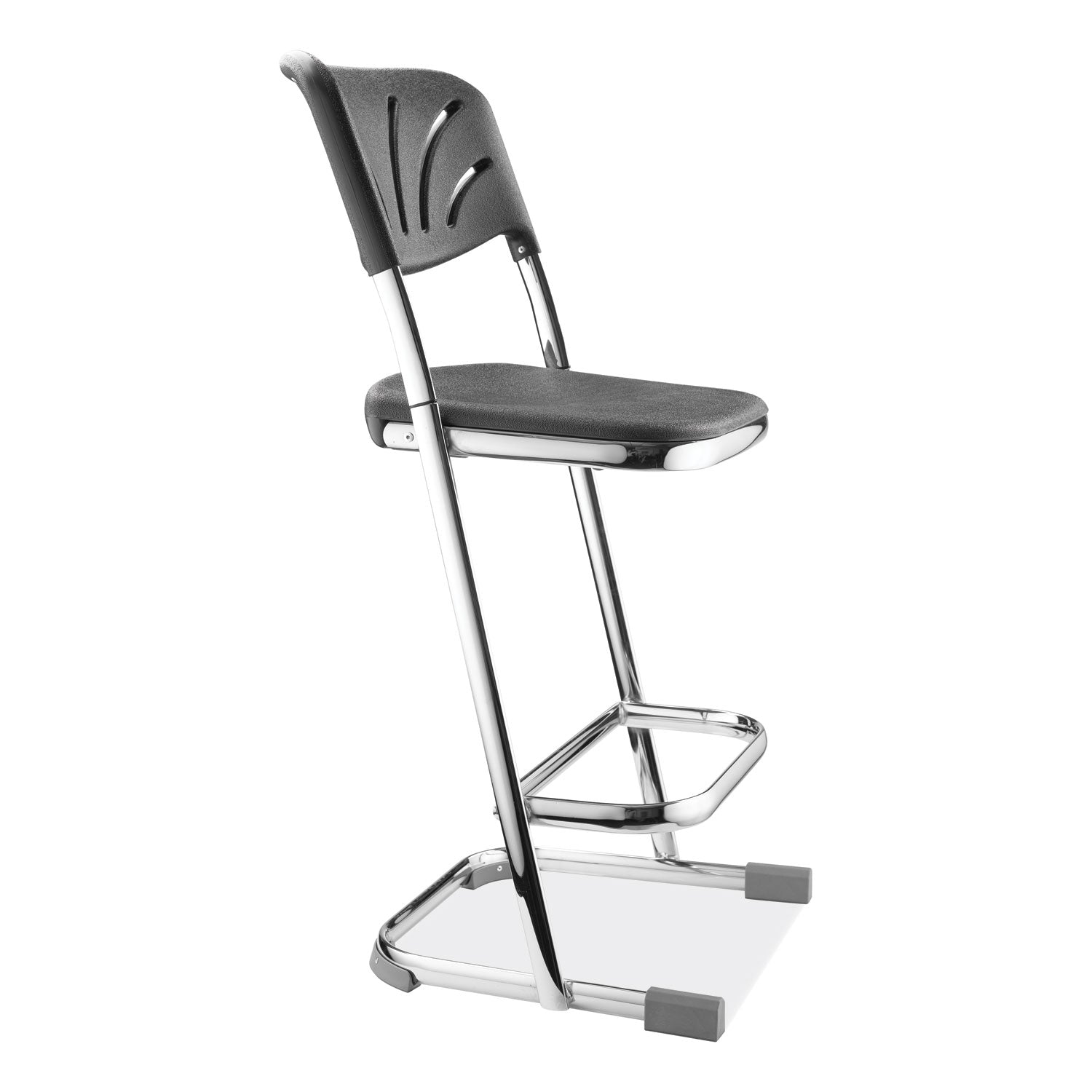 NPS® 24" Elephant Z-Stool with Backrest, Surface Color: Black, Frame Color: Chrome