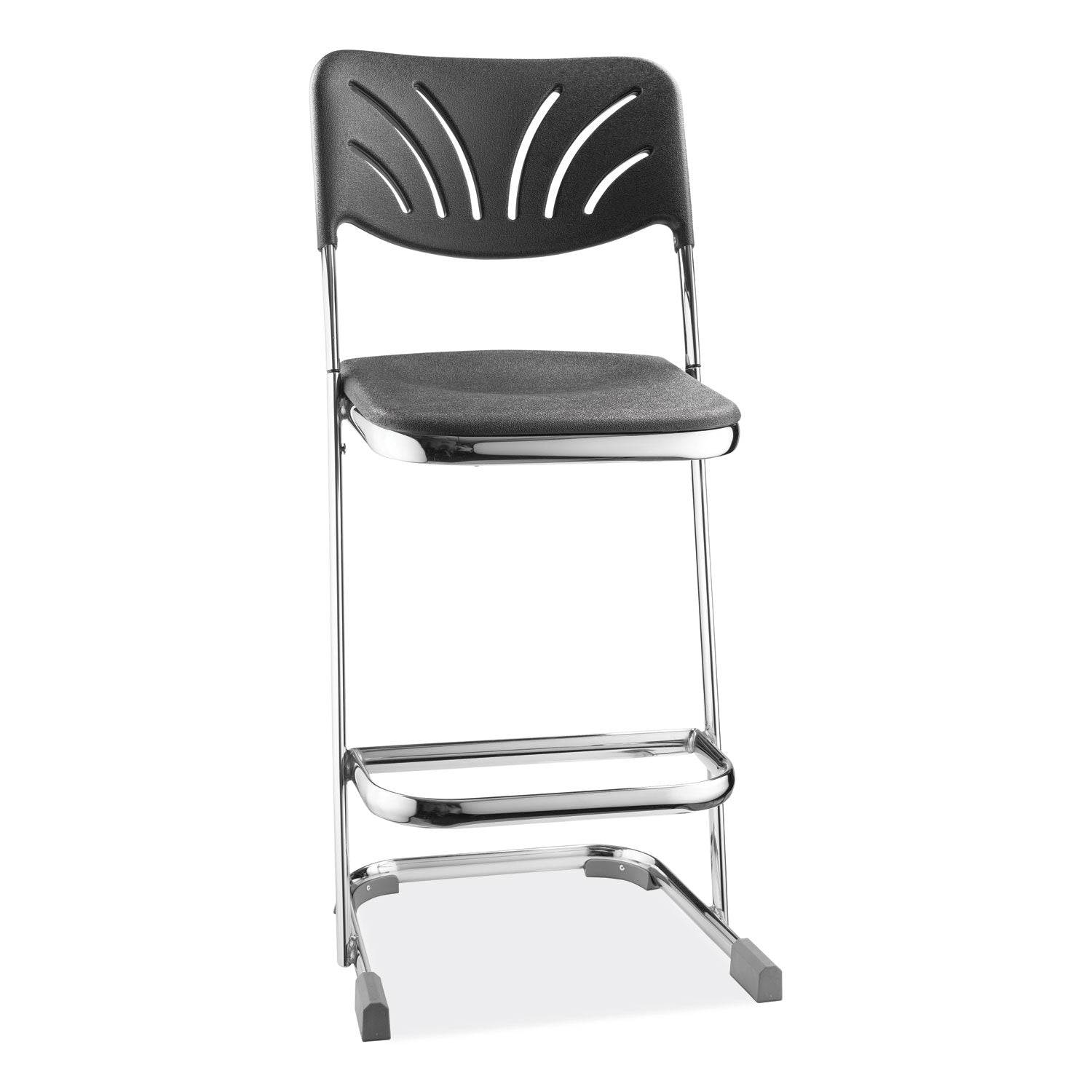 NPS® 24" Elephant Z-Stool with Backrest, Surface Color: Black, Frame Color: Chrome