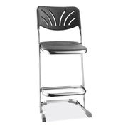 NPS® 24" Elephant Z-Stool with Backrest, Surface Color: Black, Frame Color: Chrome