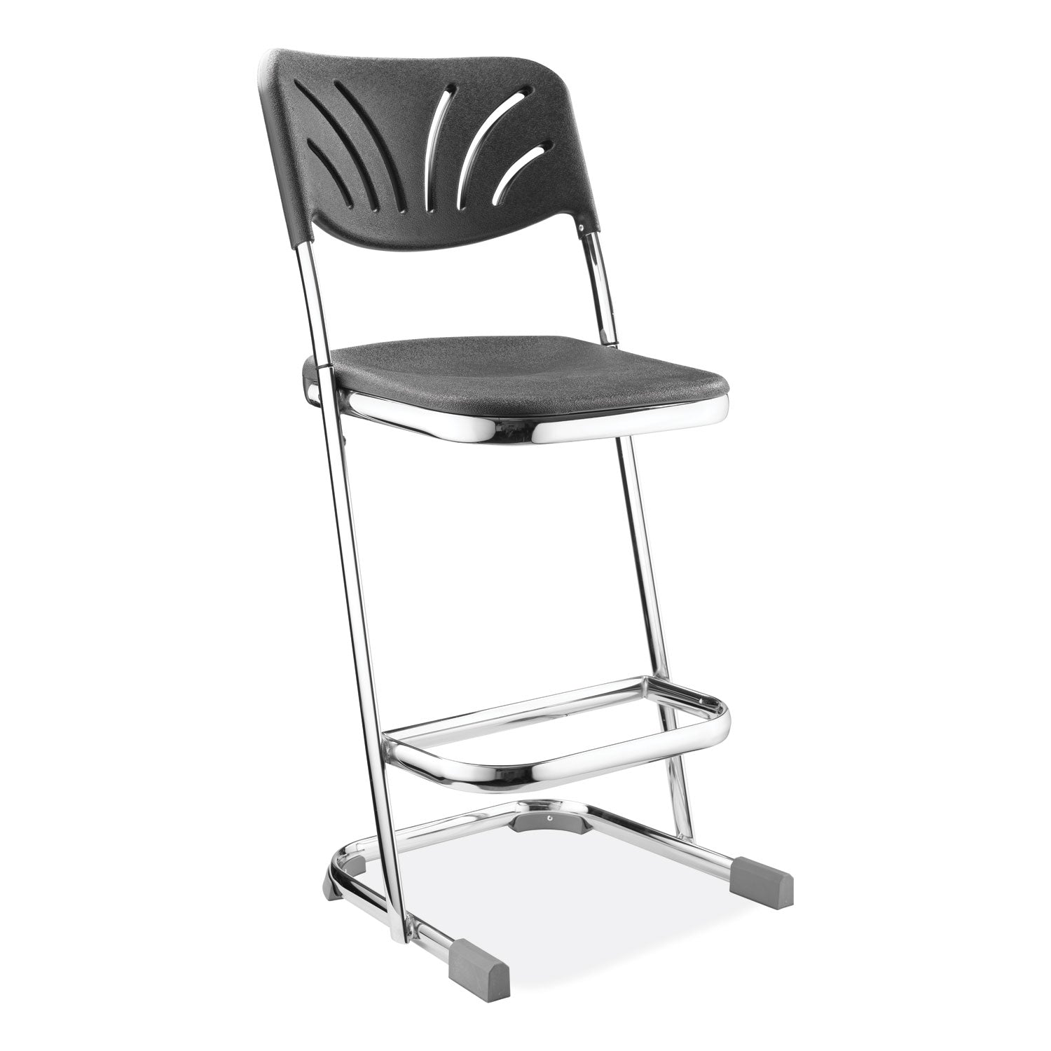 NPS® 24" Elephant Z-Stool with Backrest, Surface Color: Black, Frame Color: Chrome