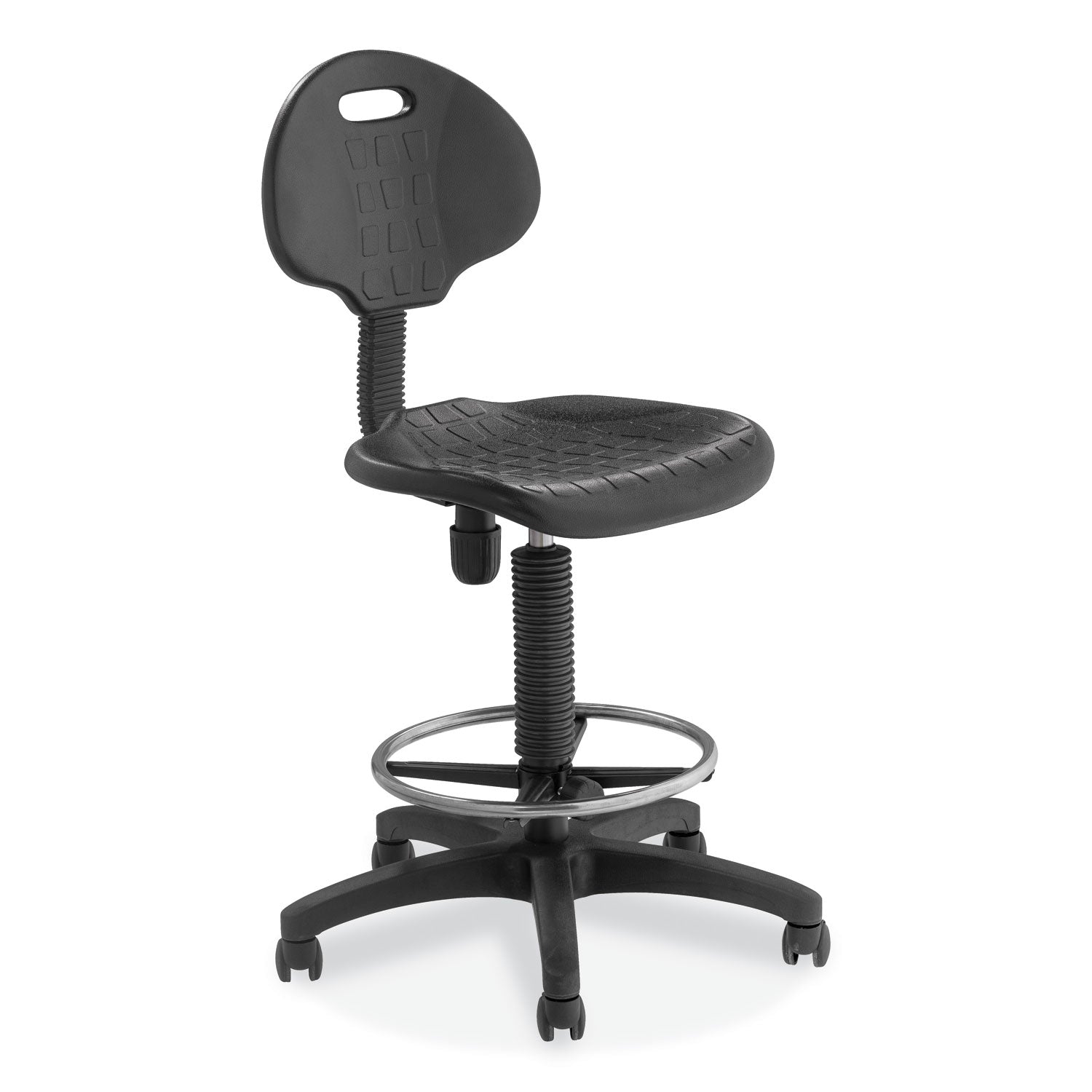 NPS® Polyurethane Task Stool, 22"-32" Height, Surface Color: Black, Frame Color: Black