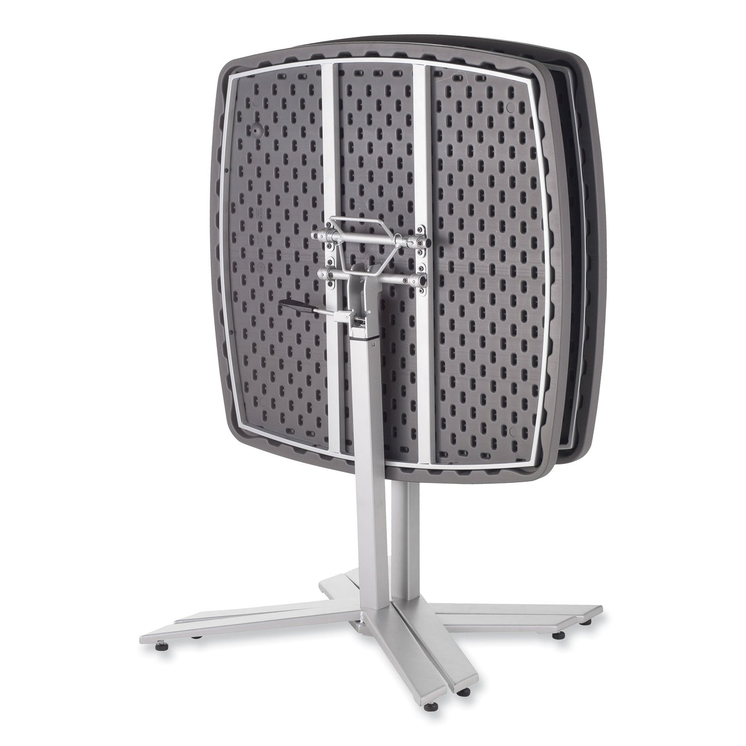 NPS® Café Time Adjustable-Height Table, Surface Color: Charcoal Slate, Frame Color: Silver