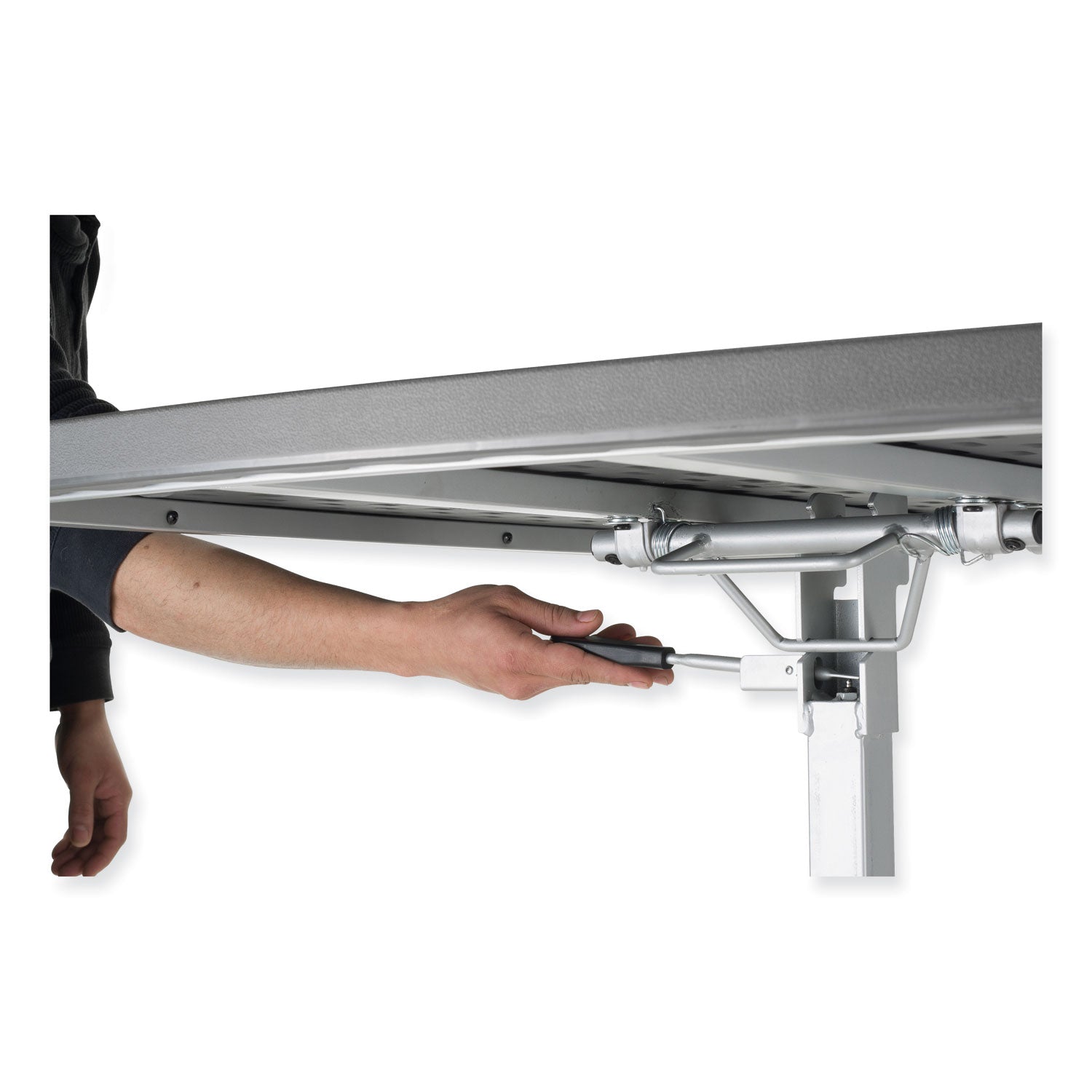 NPS® Café Time Adjustable-Height Table, Surface Color: Charcoal Slate, Frame Color: Silver