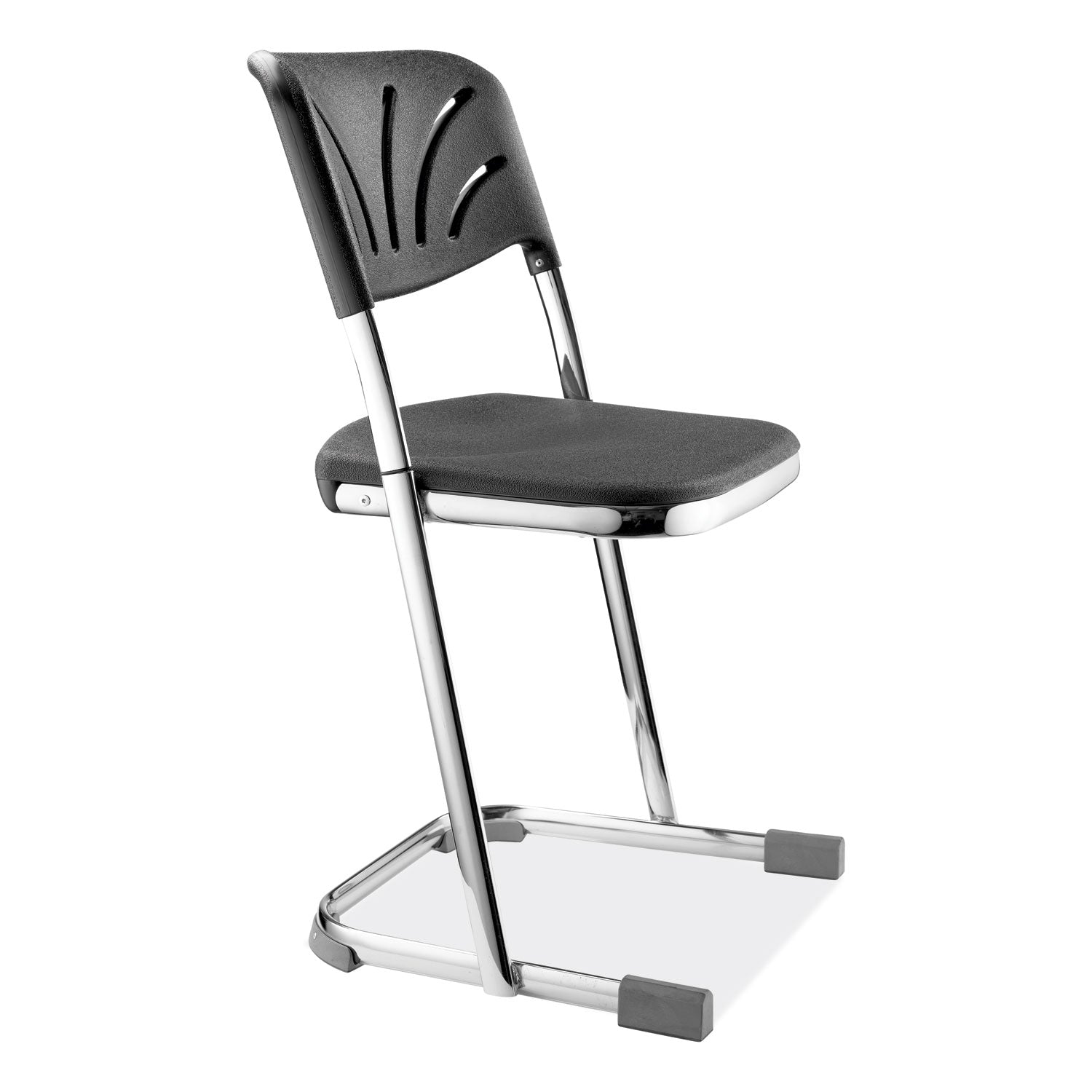 NPS® 18" Elephant Z-Stool with Backrest, Surface Color: Black, Frame Color: Chrome