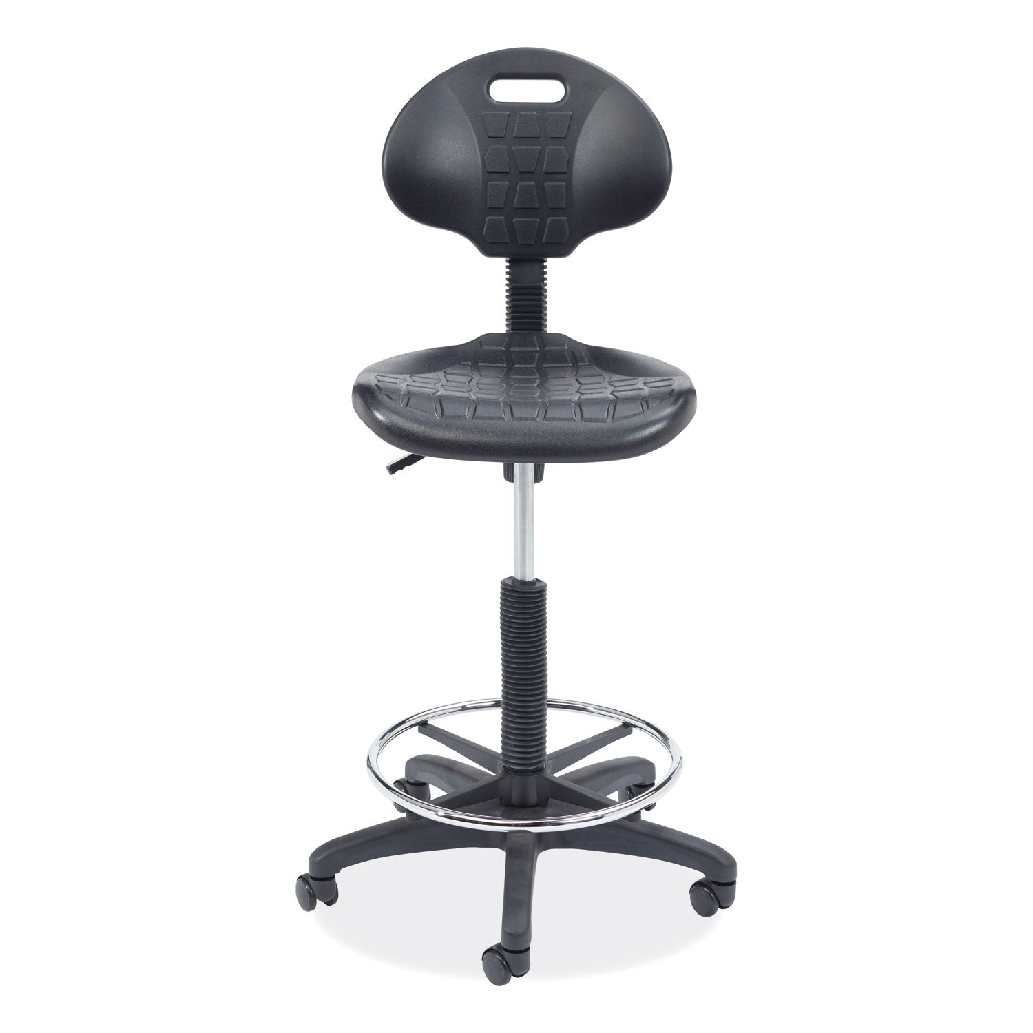 NPS® Polyurethane Task Stool, 22"-32" Height, Surface Color: Black, Frame Color: Black