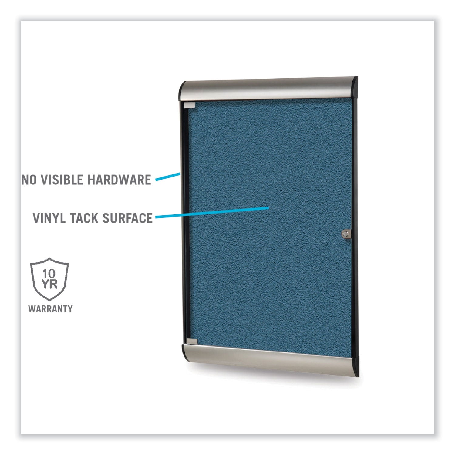 Silhouette 1 Door Enclosed Vinyl Bulletin Board, 27.75" x 42.13", Caramel Surface, Black/Satin Aluminum Frame
