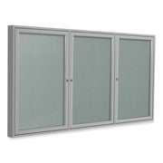 Ghent 3 Door Enclosed Vinyl Bulletin Board, 36" x 72", Silver Vinyl Surface, Satin Aluminum Frame, Locking Hinged Doors, 1 Each