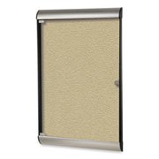 Silhouette 1 Door Enclosed Vinyl Bulletin Board, 27.75" x 42.13", Caramel Surface, Black/Satin Aluminum Frame
