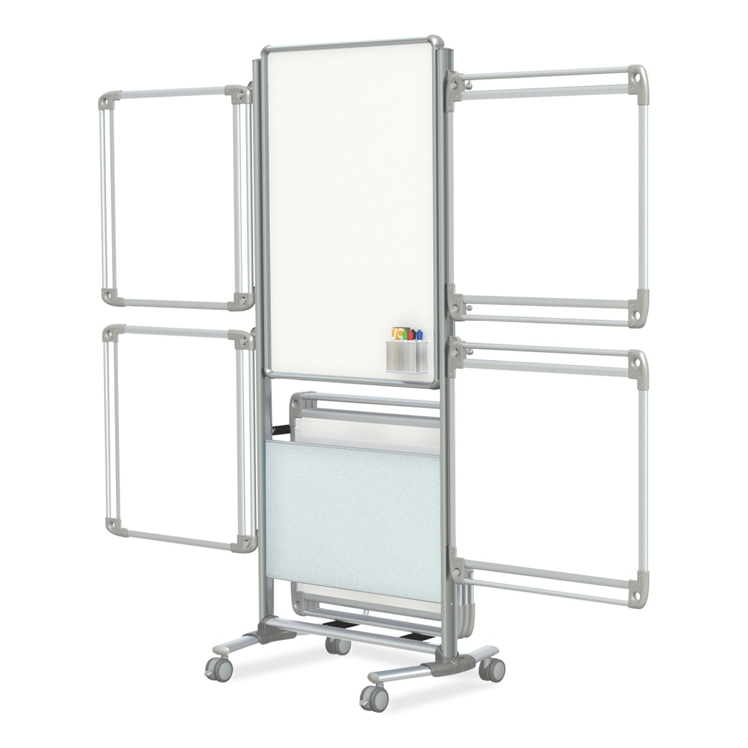 Nexus Easel Whiteboard, 32" x 76.13", White Surface, Satin Aluminum Frame
