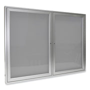 Ghent 2 Door Enclosed Vinyl Bulletin Board with Satin Aluminum Frame, 36" x 60", Silver Surface, Locking Hinged Doors, Self-Healing, Water & Weather Resistant, Includes 2 Keys, 1 Each