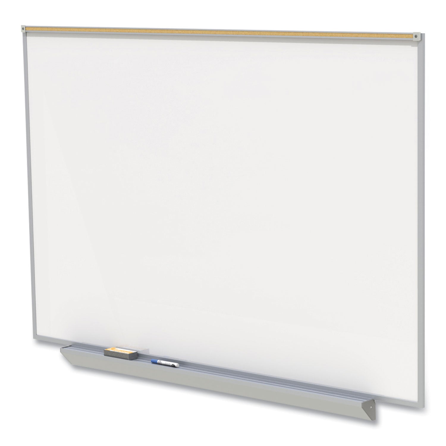 Proma Magnetic Porcelain Projection Whiteboard with Aluminum Frame, 72.5" x 48.5", White Surface, Satin Aluminum Frame
