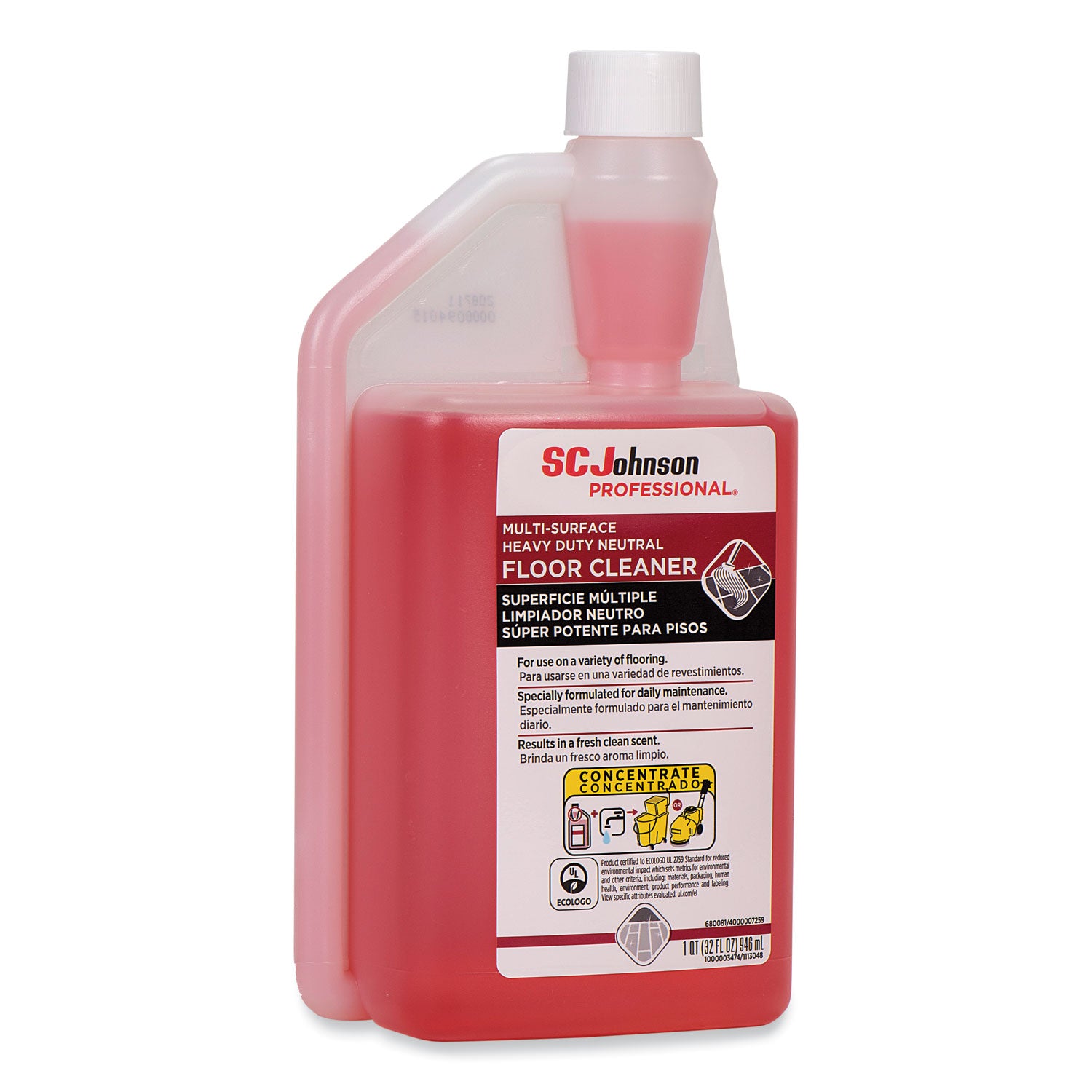 SC Johnson Heavy-Duty pH Floor & Surface Cleaner, Concentrate, 32 fl oz (1 quart), Red Bottle, 1 Each