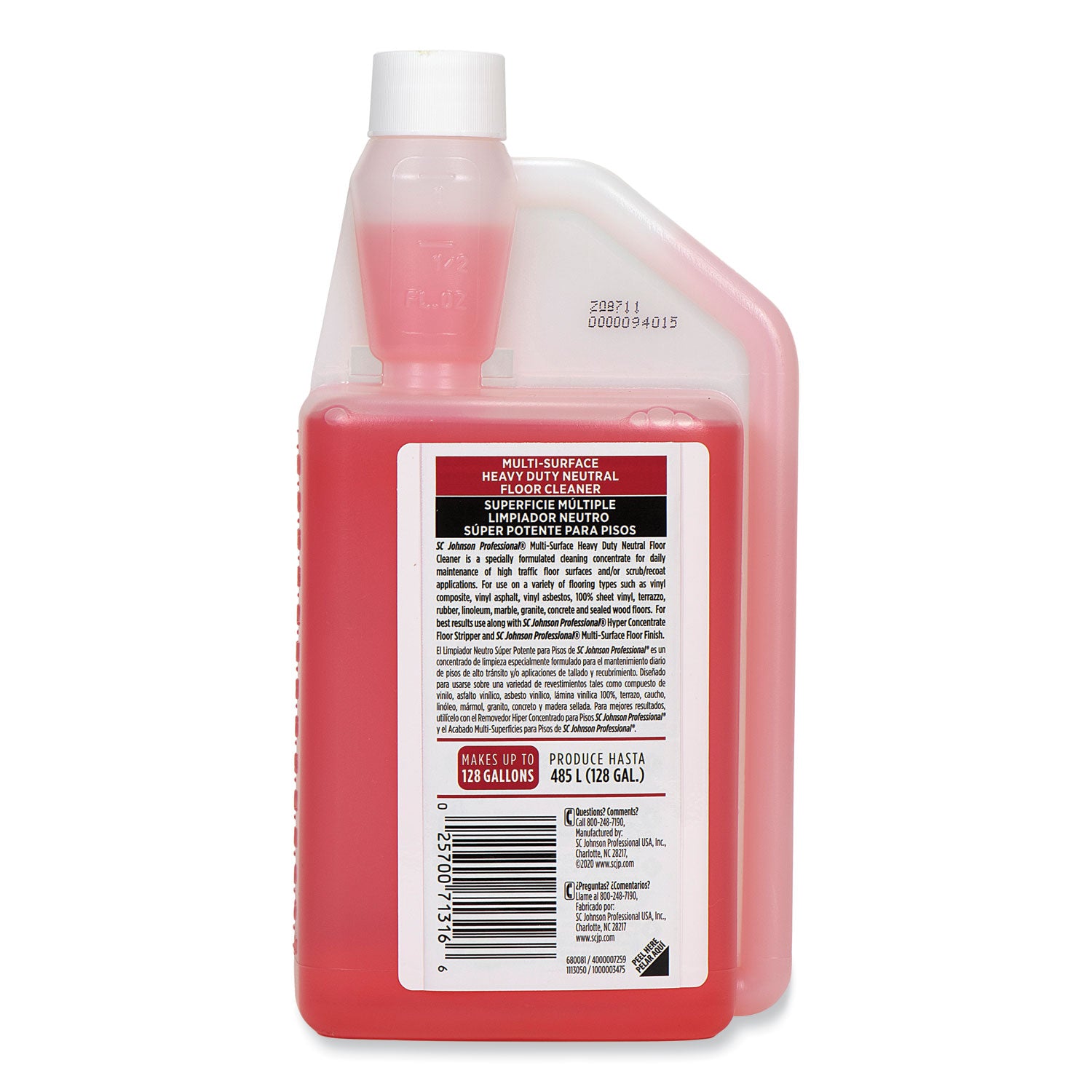 SC Johnson Heavy-Duty pH Floor & Surface Cleaner, Concentrate, 32 fl oz (1 quart), Red Bottle, 1 Each