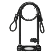 6in (15cm) Wide Hardened Steel U-Lock with 11in (28cm) Shackle Clearance; 4ft (1.2m) x 3/8in (10mm) Looped-End Cable