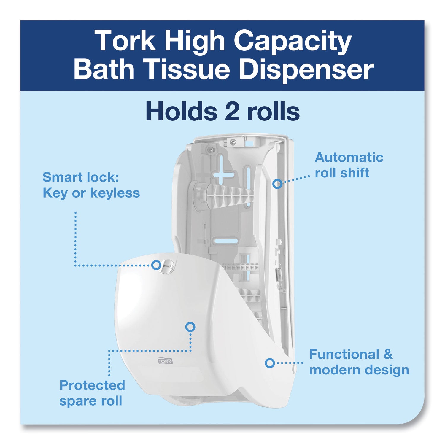 Elevation High Capacity Bath Tissue Dispenser, 6.3 X 6.46 X 14.2, White
