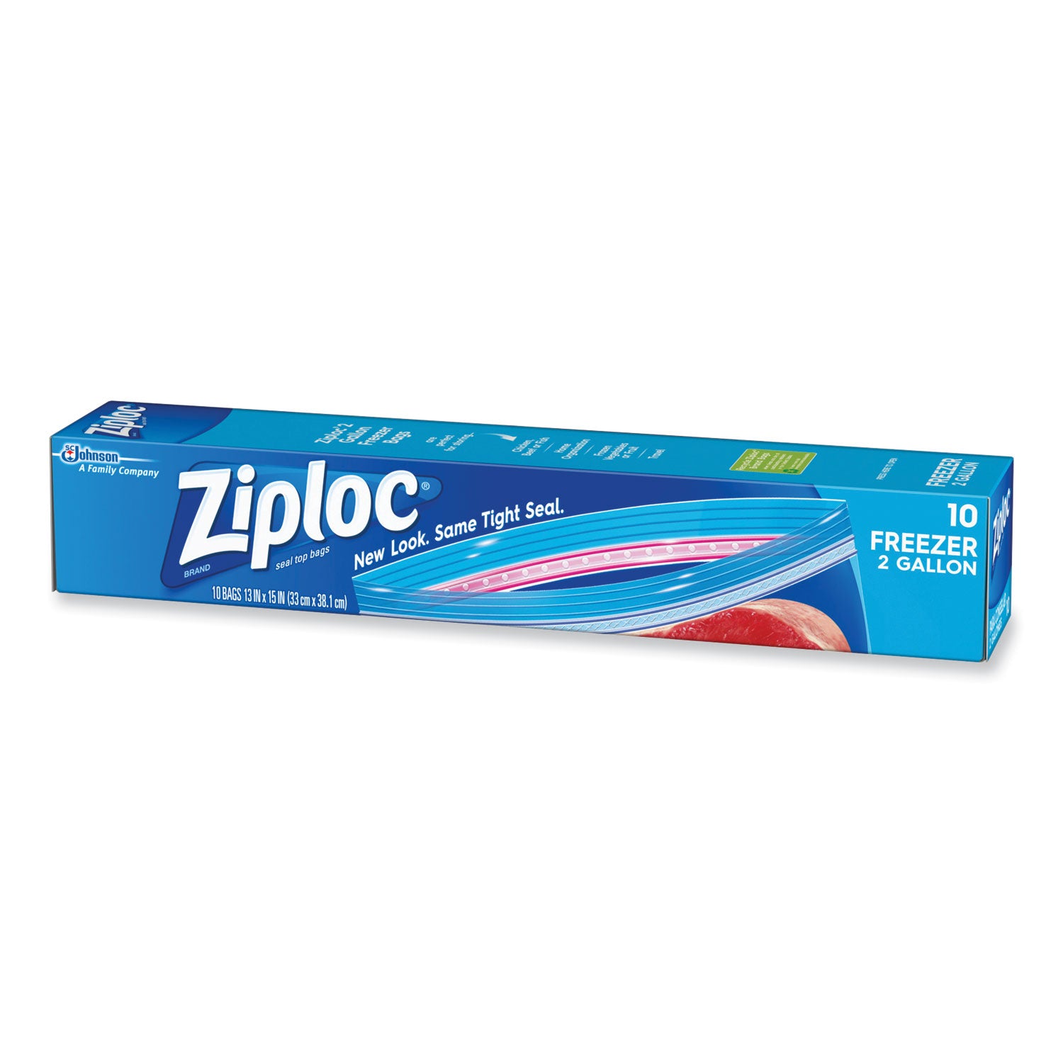Zipper Freezer Bags, 2 gal, 13" x 15", Clear, 10/Box