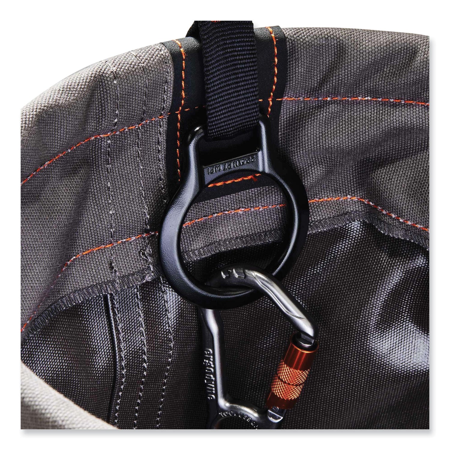 Reinforced, Handle, Pocket, Durable, Storm Drain - 14" - Plastic, Nylon, Nickel Plated, Synthetic Leather, Canvas - Gray - 1 Each