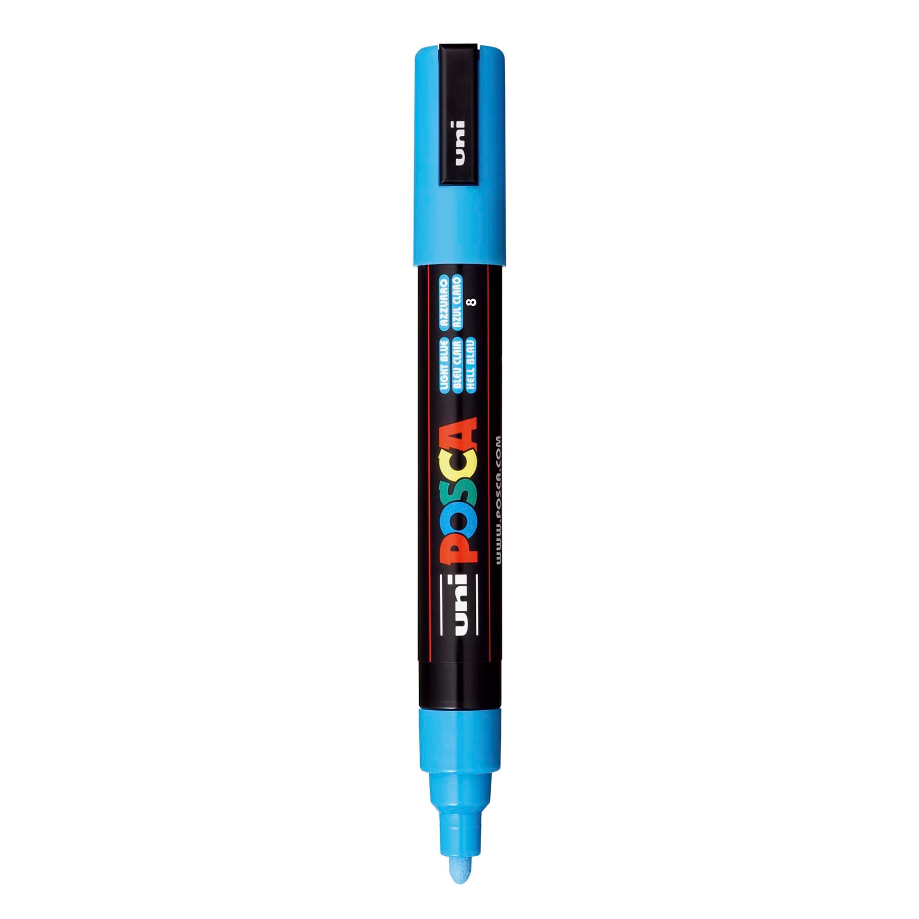 uni® POSCA PC-5M Water-Based Paint Markers, Reversible Medium Tip (1.8-2.5mm), Light Blue