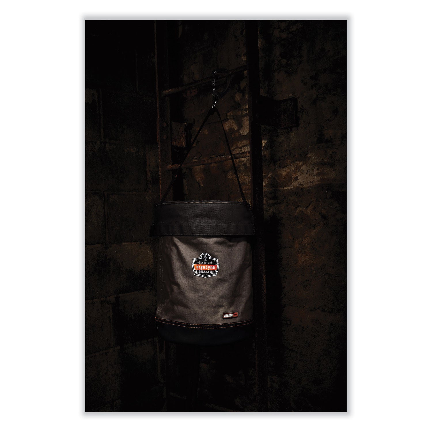 Reinforced, Handle, Pocket, Durable, Storm Drain - 14" - Plastic, Nylon, Nickel Plated, Synthetic Leather, Canvas - Gray - 1 Each