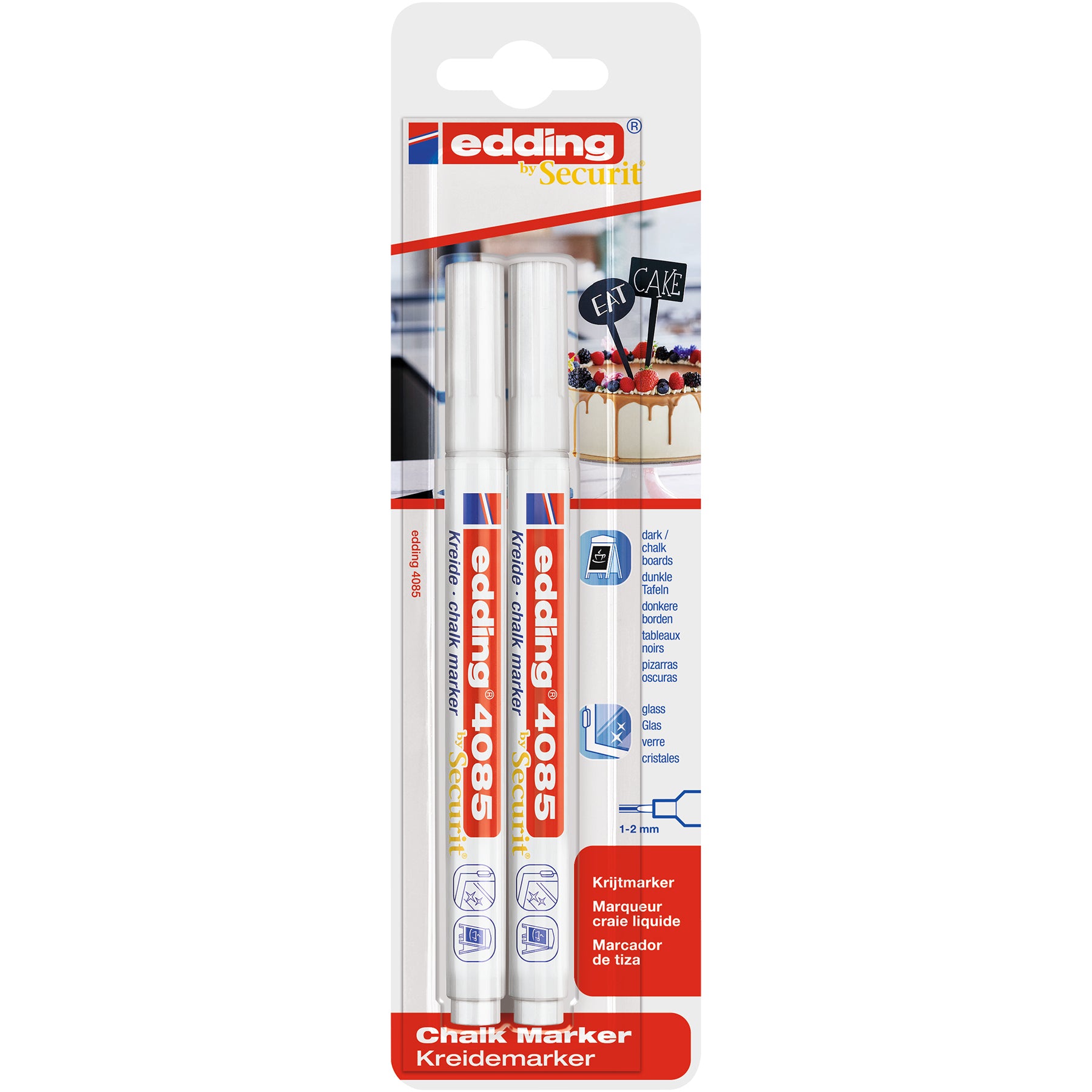 edding 4085 Chalk Marker Blister 2pk - White