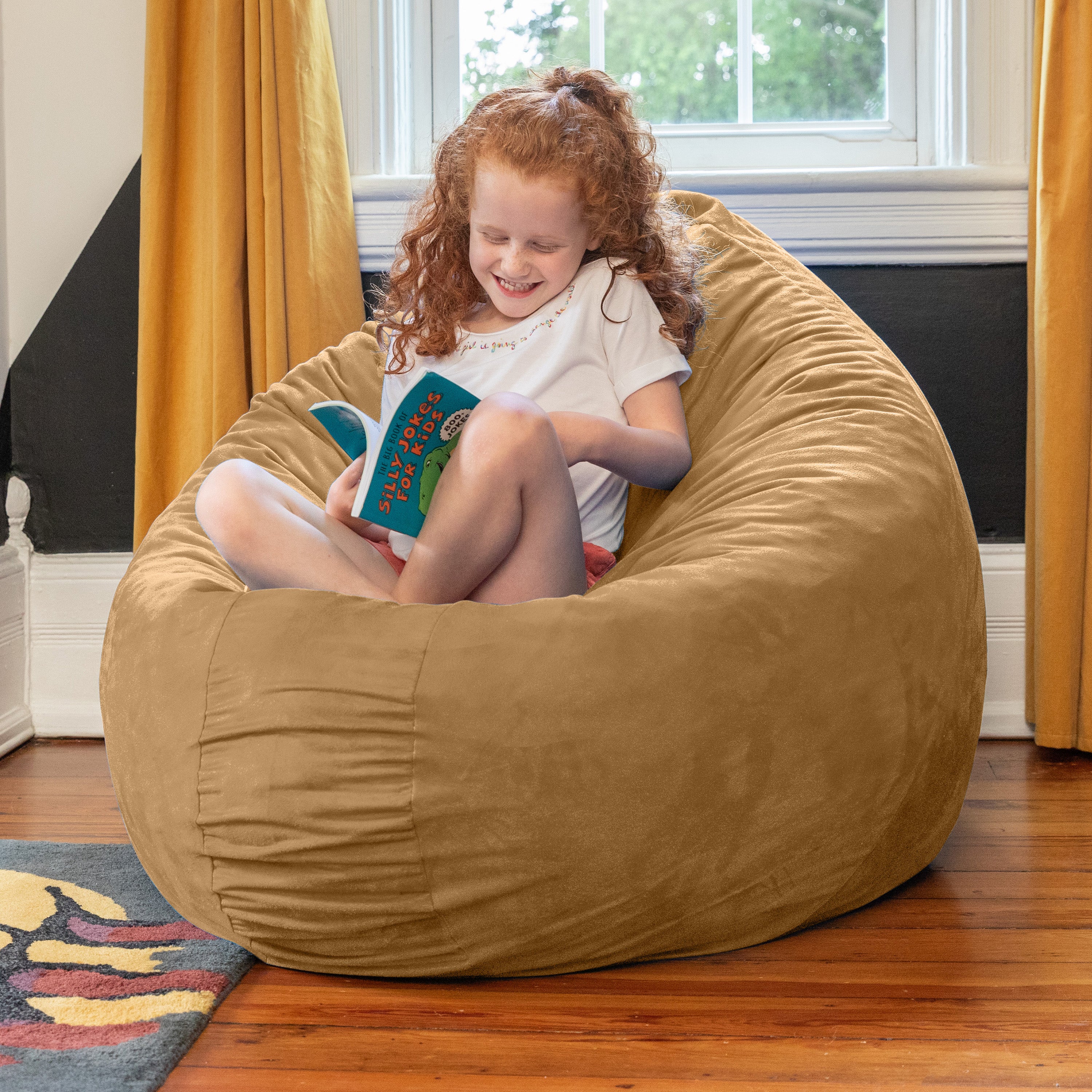 Jaxx Cocoon 4 Foot Bean Bag Chair and Crash Pad, Camel