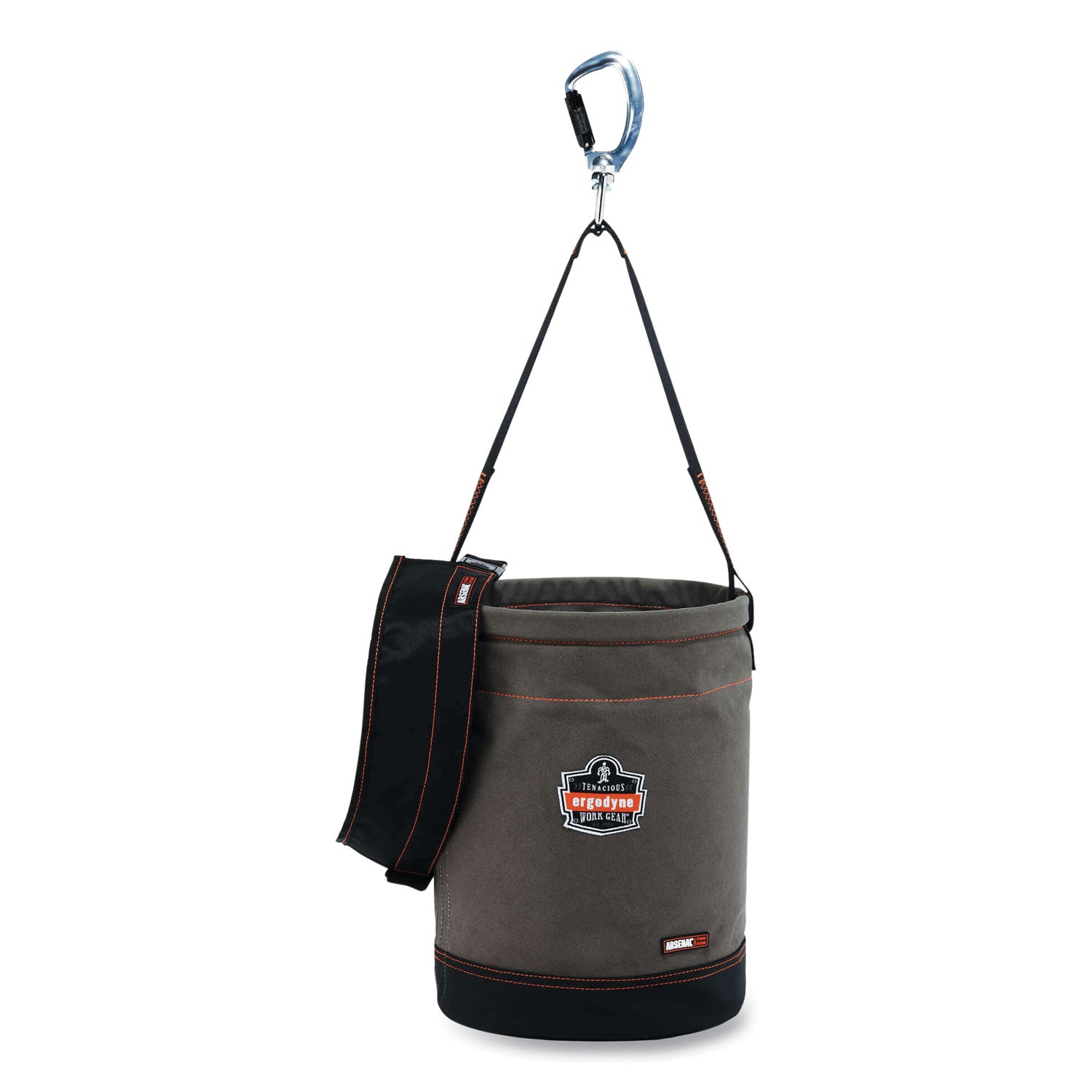 Reinforced, Handle, Pocket, Durable, Storm Drain - 14" - Plastic, Nylon, Nickel Plated, Synthetic Leather, Canvas - Gray - 1 Each