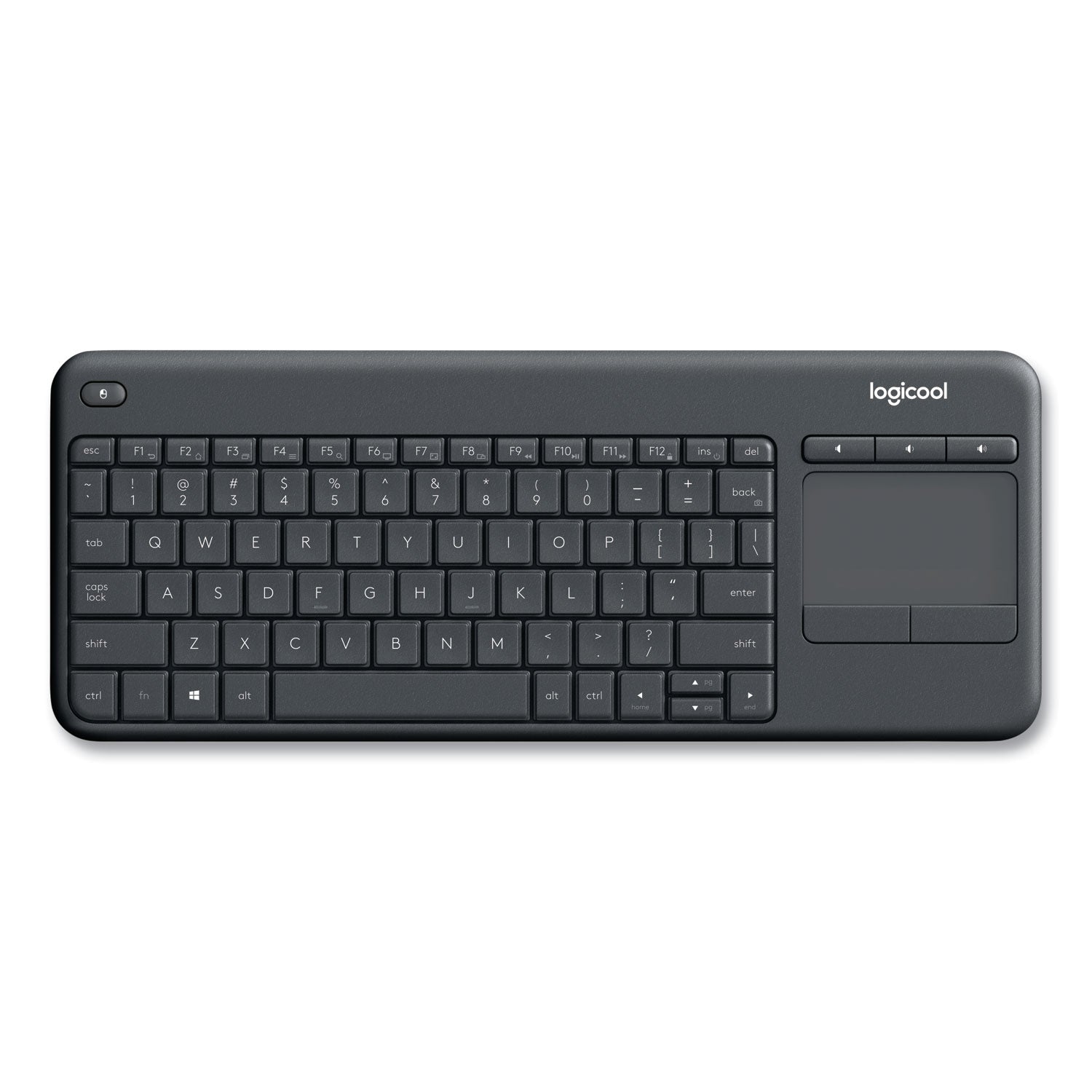 Wireless Connectivity - USB Interface - Mute, Volume Up, Volume Down Hot Key(s) - English, French - QWERTY Layout - Smart TV, Computer - TouchPad - Black