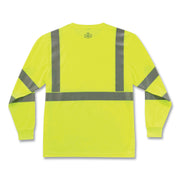 Ergodyne 8391 Type R Class 3 Long Sleeve T-Shirt, 3X-Large, Lime, Polyester, Breathable, Moisture Resistant, UV Resistant, Reflective, Heat Resistant, Chest Pocket, 1 Each