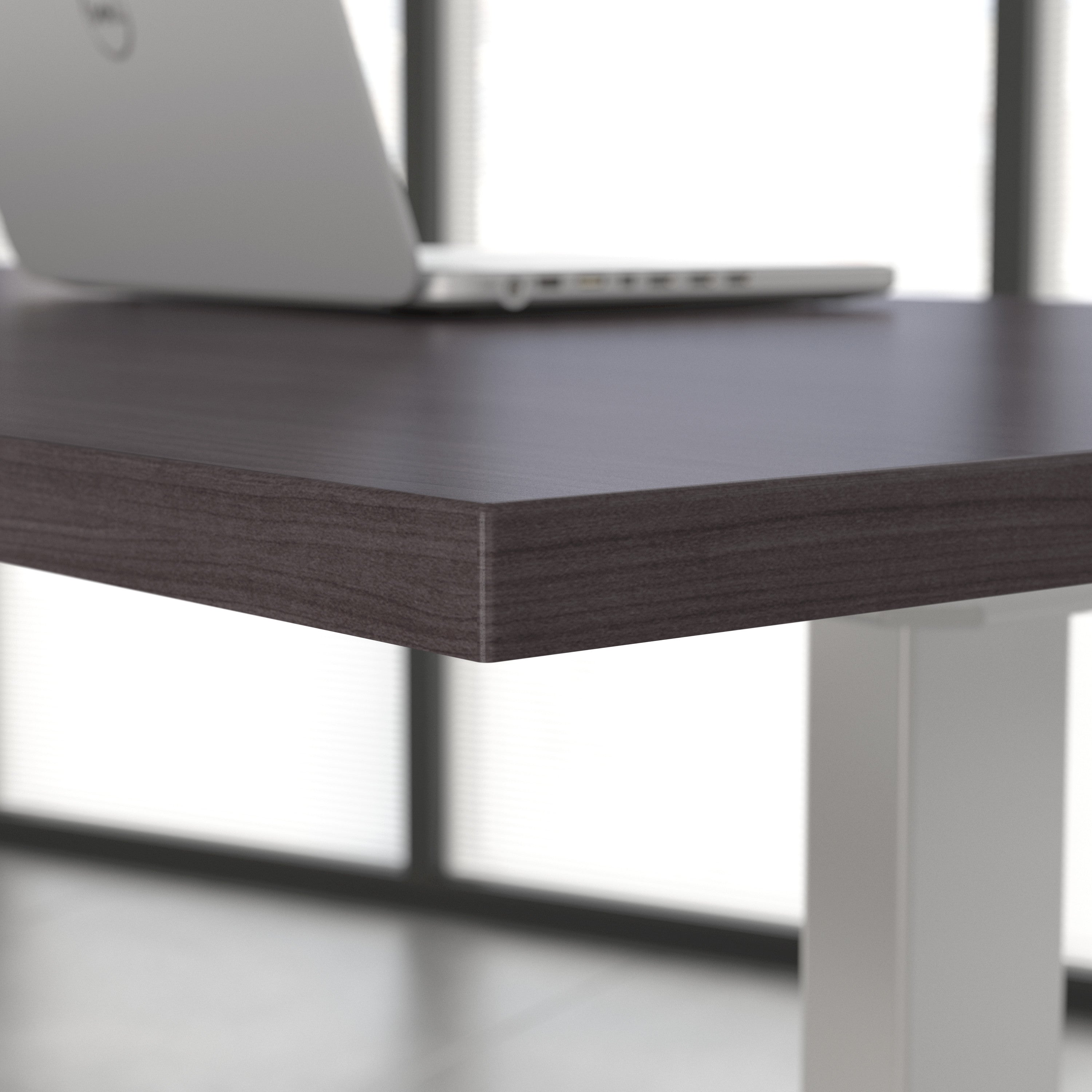 Move 60 Series by Bush Business Furniture 60W x 30D Height Adjustable Standing Desk with Storage in Storm Gray with Cool Gray Metallic Base - 59.45" Width x 29.37" Depth x 47.69" Height