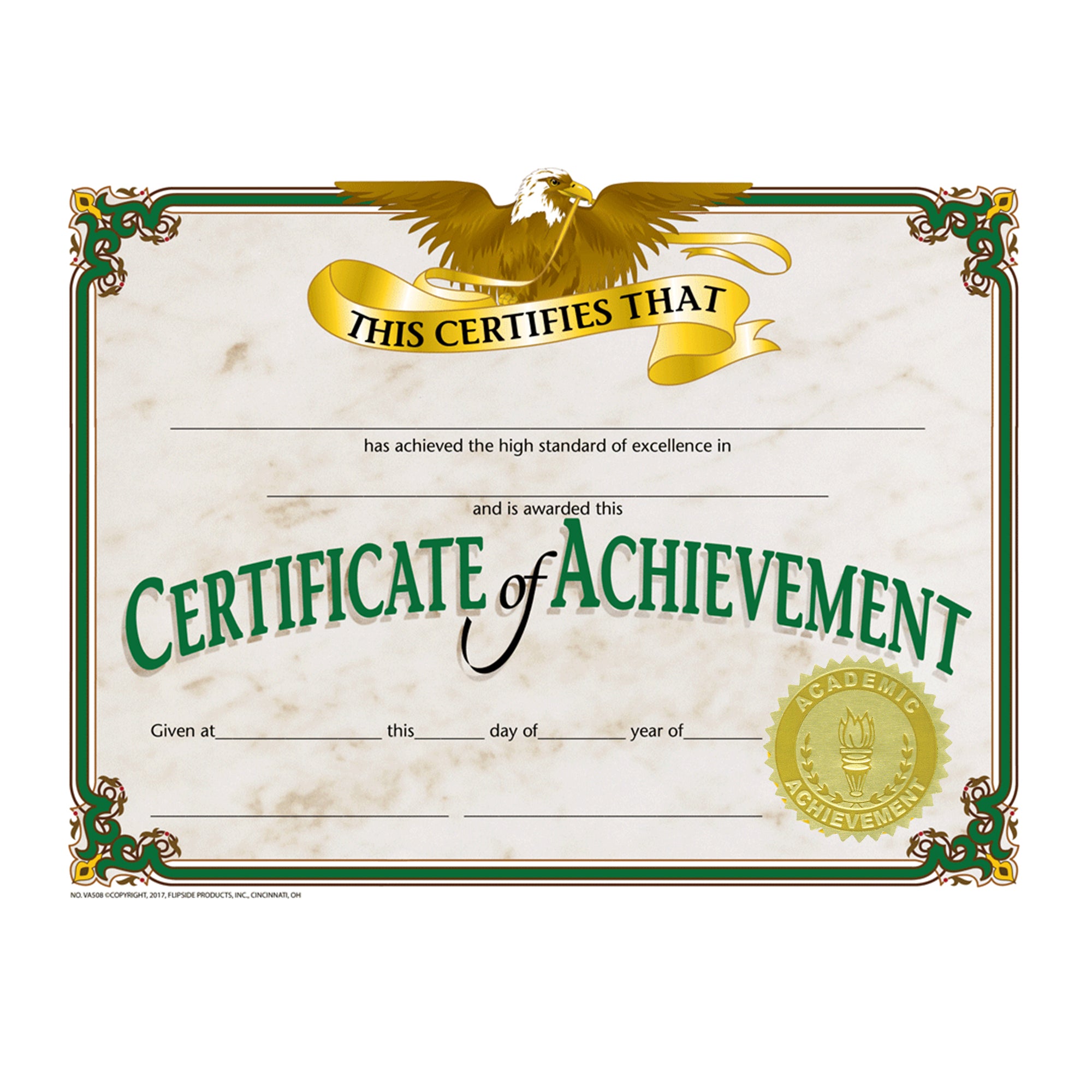 Gold Foil Embossed Seals, Academic Achievement, 54 Per Pack