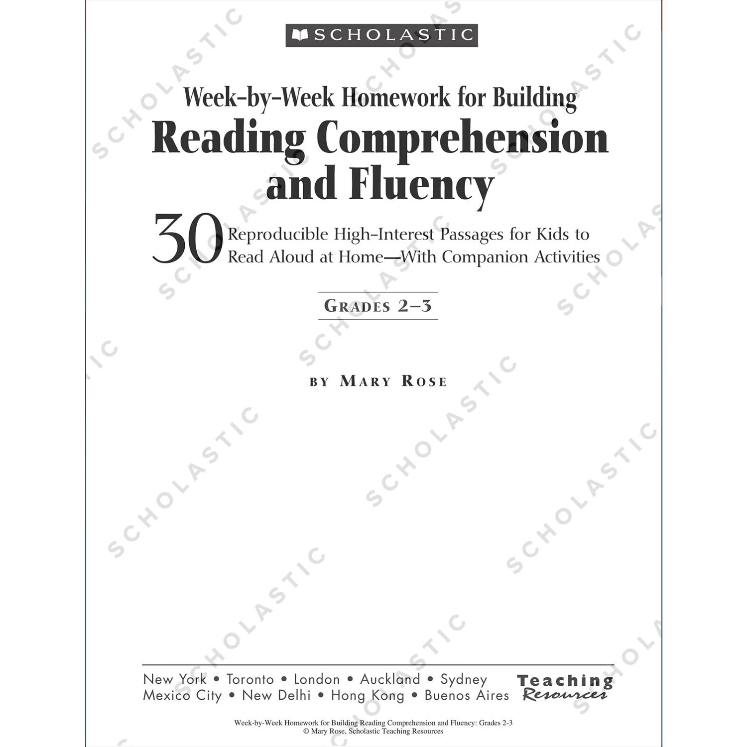 Week By Week Homework for Building Reading Comprehension and Fluency, Grades 2-3