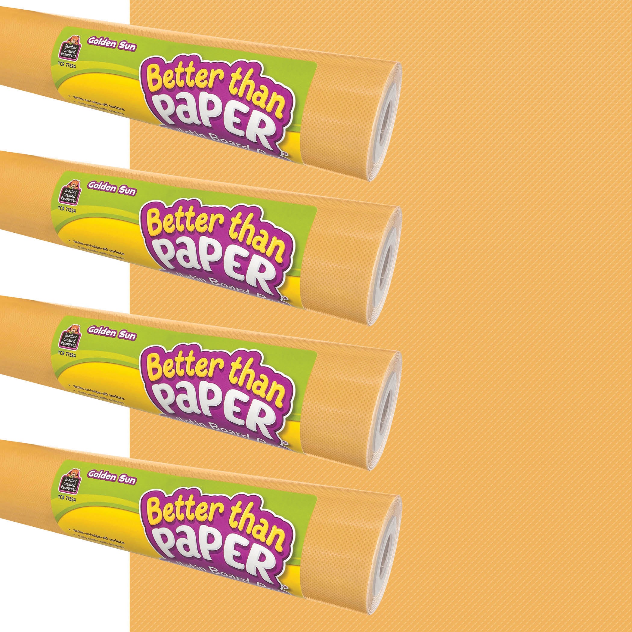 Better Than Paper® Bulletin Board Roll, 4' x 12', Golden Sun, 4-Pack