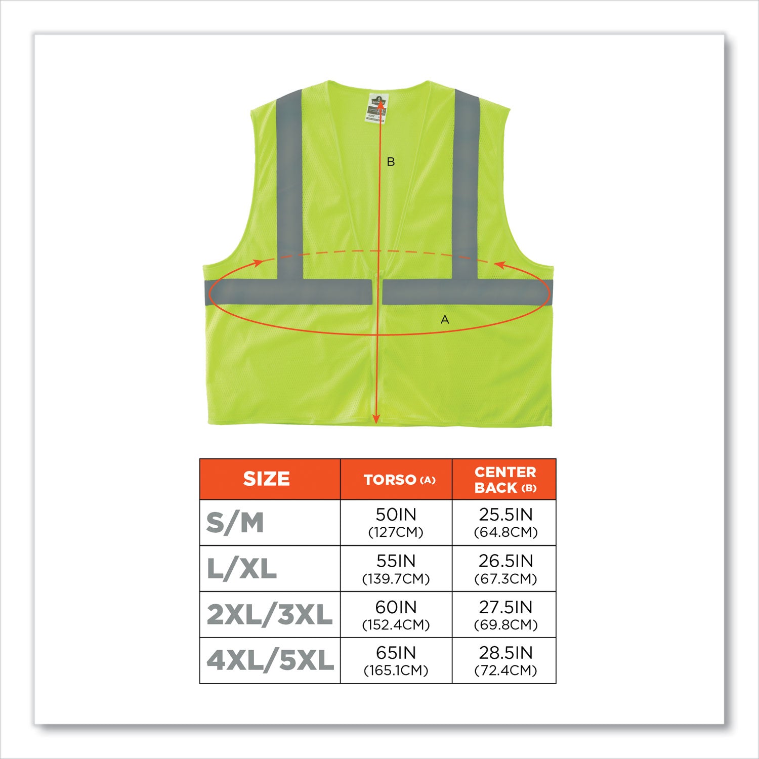 Ergodyne GloWear 8205Z Type R C2 Super Econo Mesh Safety Vest, Small/Medium, Lime, Zipper Closure, Reflective, Breathable, Lightweight, High Visibility, Machine Washable, 1 Each