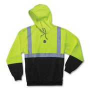 Ergodyne 8293 Type R Class 2 Front Hooded Sweatshirt, Medium, Black/Lime, Polar Fleece, 1 Each