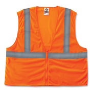 Ergodyne GloWear Type R Class 2 Hi-Vis Mesh Vest, Small/Medium, Zipper Closure, Orange, Reflective, Breathable, Lightweight, Machine Washable, 1 Each