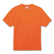 Ergodyne GloWear 8089 Non-certified Orange T-Shirt, Small, 1 Each, Polyester, Lightweight, Breathable, Moisture Wicking, UV Resistant, Chest Pocket, High Visibility, Short Sleeve, Machine Washable