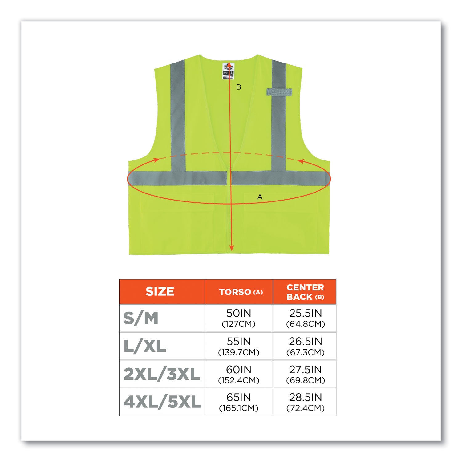 Ergodyne 8225Z Type R Class 2 Solid Vest, 2XL/3XL, Zipper Closure, Polyester, Lime, Reflective, Pocket, Mic Tab, 1 Each