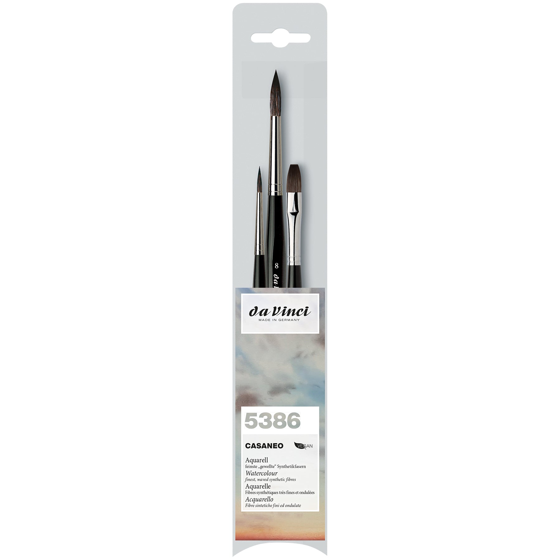 CASANEO Assorted Wash, Extra Soft Synthetic, Watercolor, 3 Brush Set