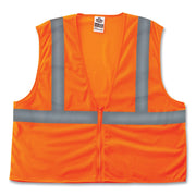 Ergodyne GloWear Type R Class 2 Hi-Vis Mesh Vest, 2X/3X, Zipper Closure, Orange, Reflective, Breathable, Lightweight, Machine Washable, Polyester Mesh, 1 Each